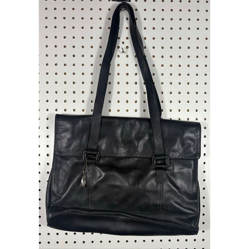 Tignanello Black Leather Laptop Business Bag heavy leather